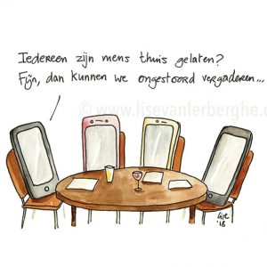 cartoon smartphone vergadering