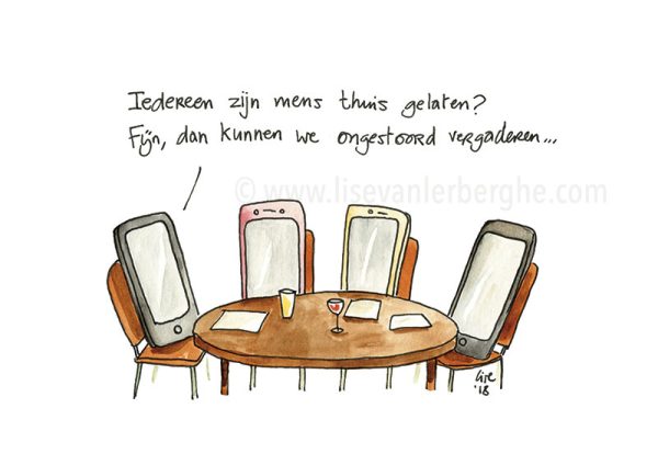 cartoon smartphone vergadering