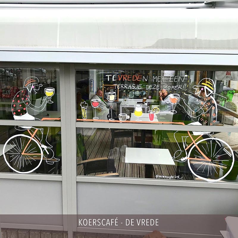 raamillustratie koers café